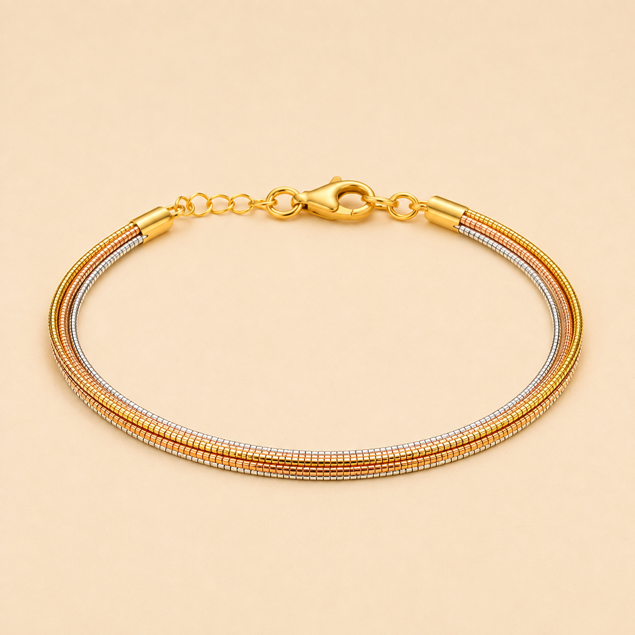Multi-Strand Triple Plating 925 Sterling Silver Bracelet