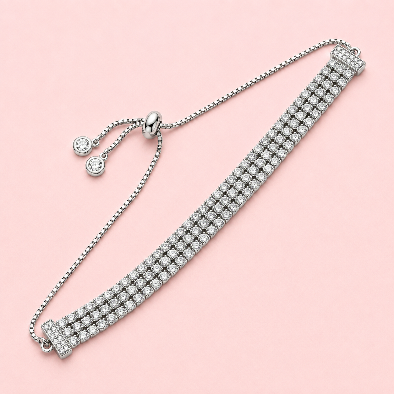 Celeste Triple Row Adjustable Tennis Bracelet (925 Silver)
