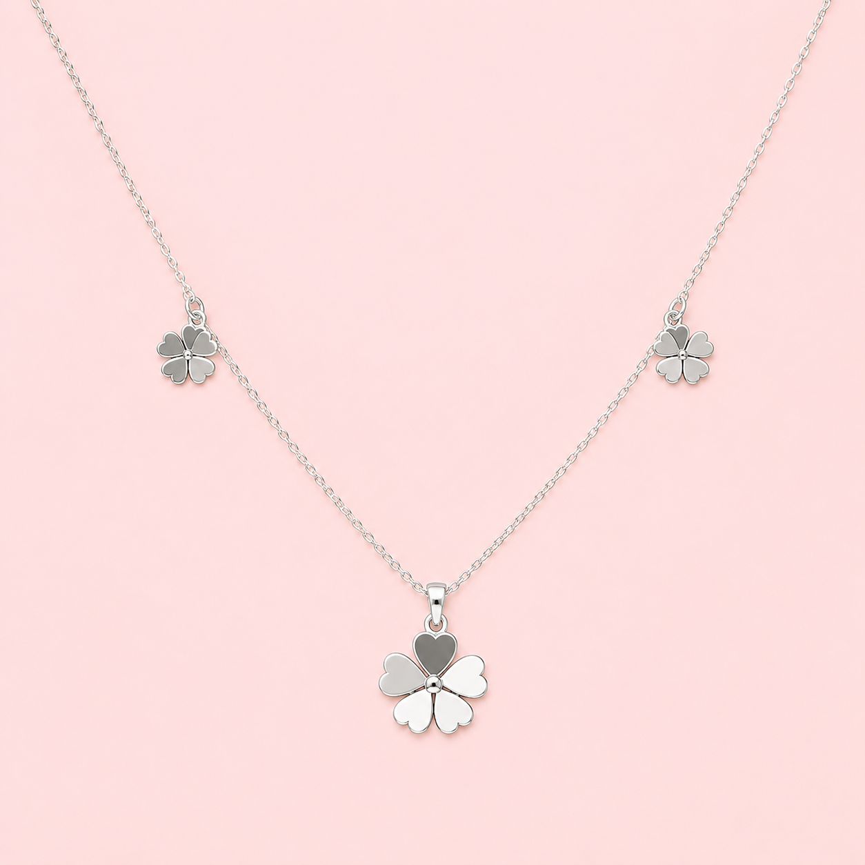 925 Silver Triple Flower Necklace