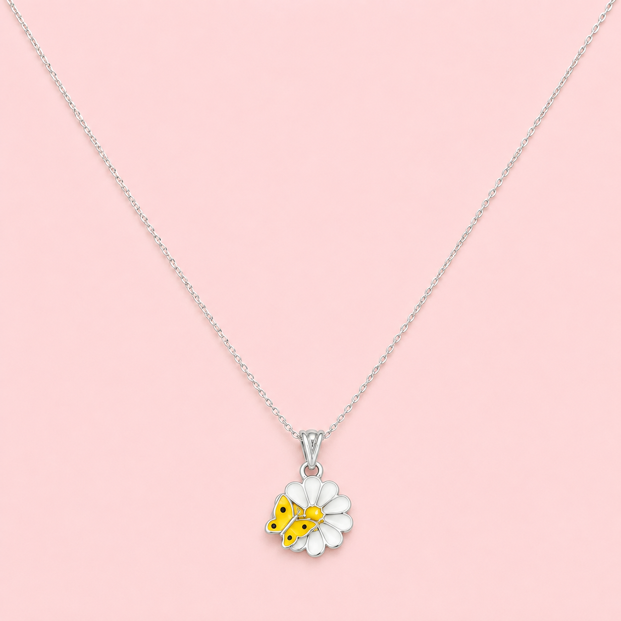925 Silver Butterfly Flower Pendant
