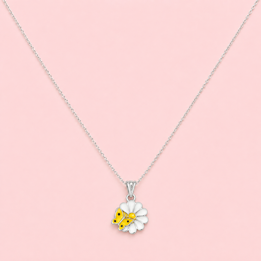 925 Silver Butterfly Flower Pendant