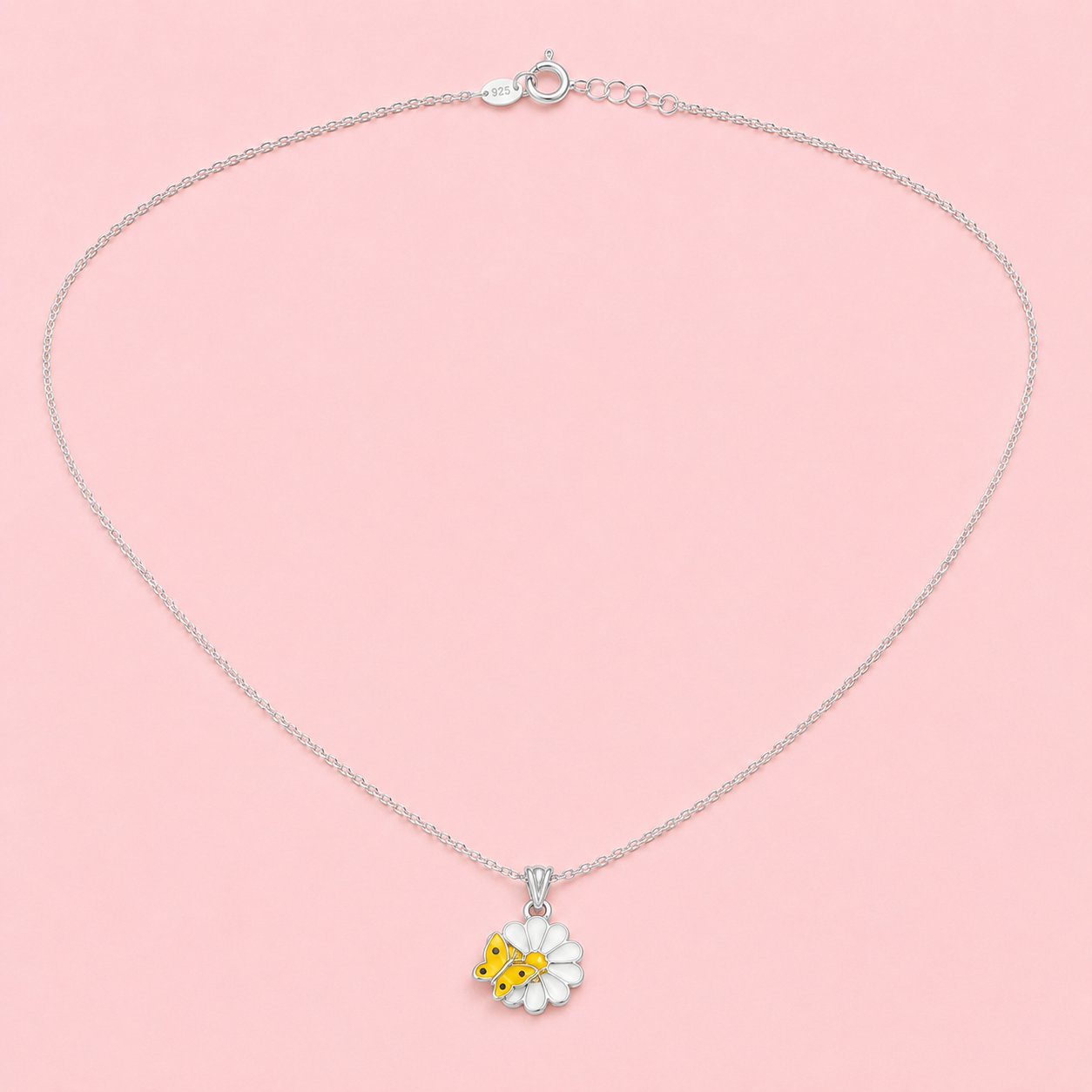 925 Silver Butterfly Flower Pendant