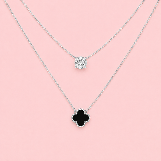 The Clover & Crystal Layered Necklace
