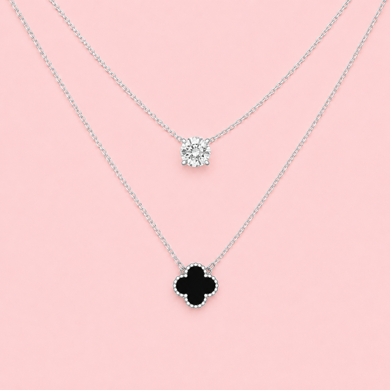 The Clover & Crystal Layered Necklace