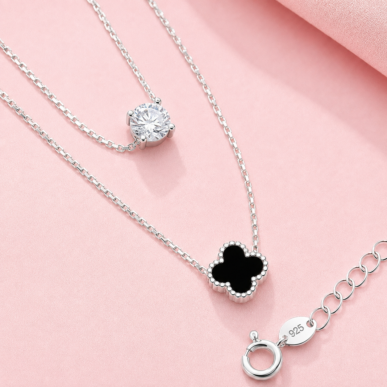 The Clover & Crystal Layered Necklace
