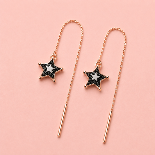 Rose Gold Star Sui Dhaga Earrings