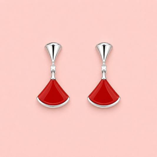 Scarlet Fan 925 Silver Earrings