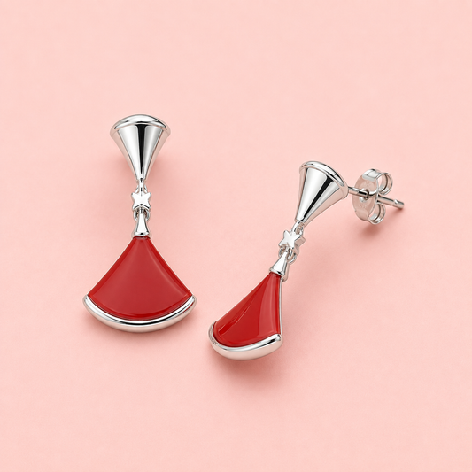 Scarlet Fan 925 Silver Earrings