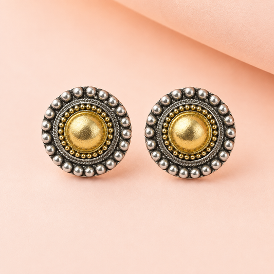 Dual-Tone Versatile Stud Earrings