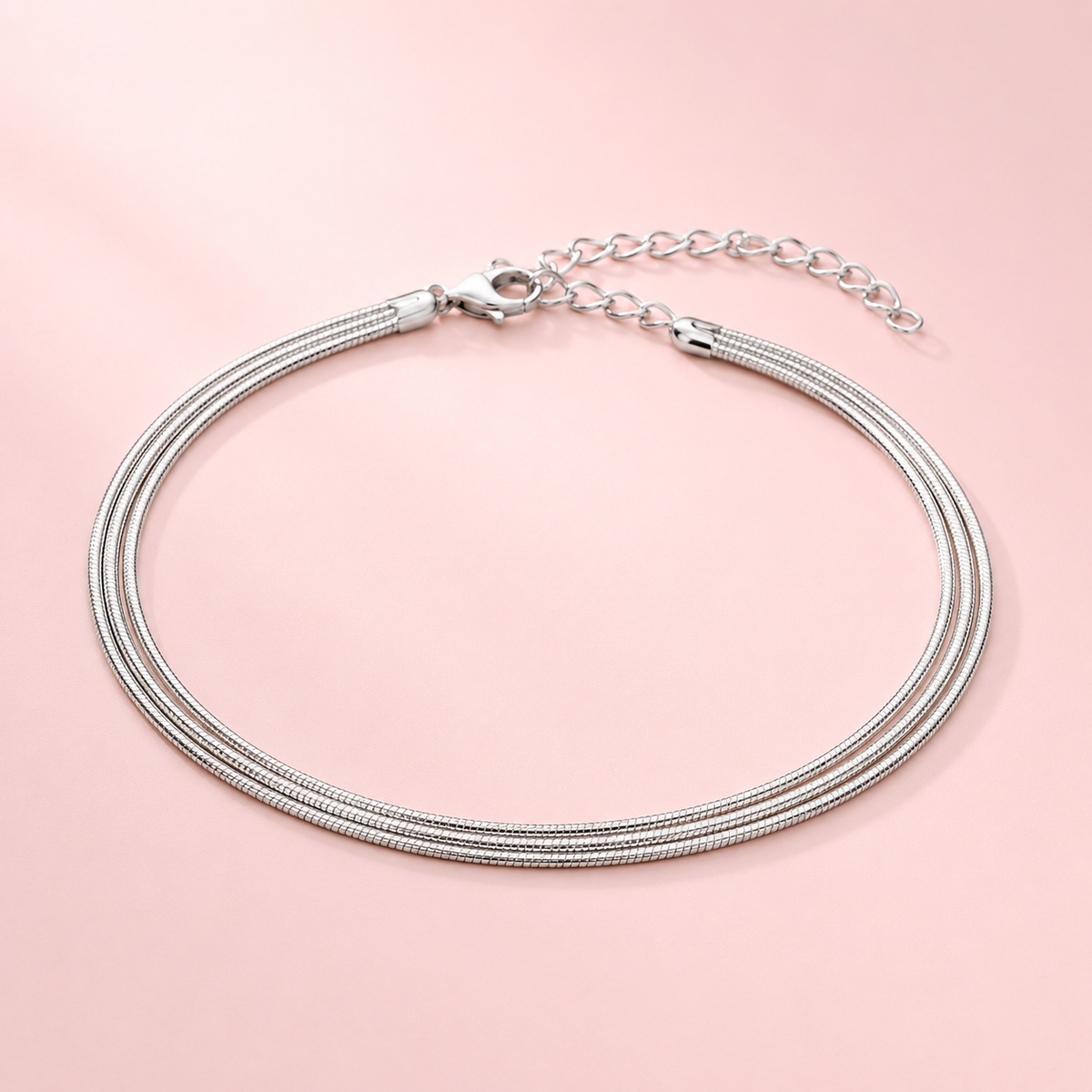 Tri-Layer Heavy Silver Anklet (Single) Taravya