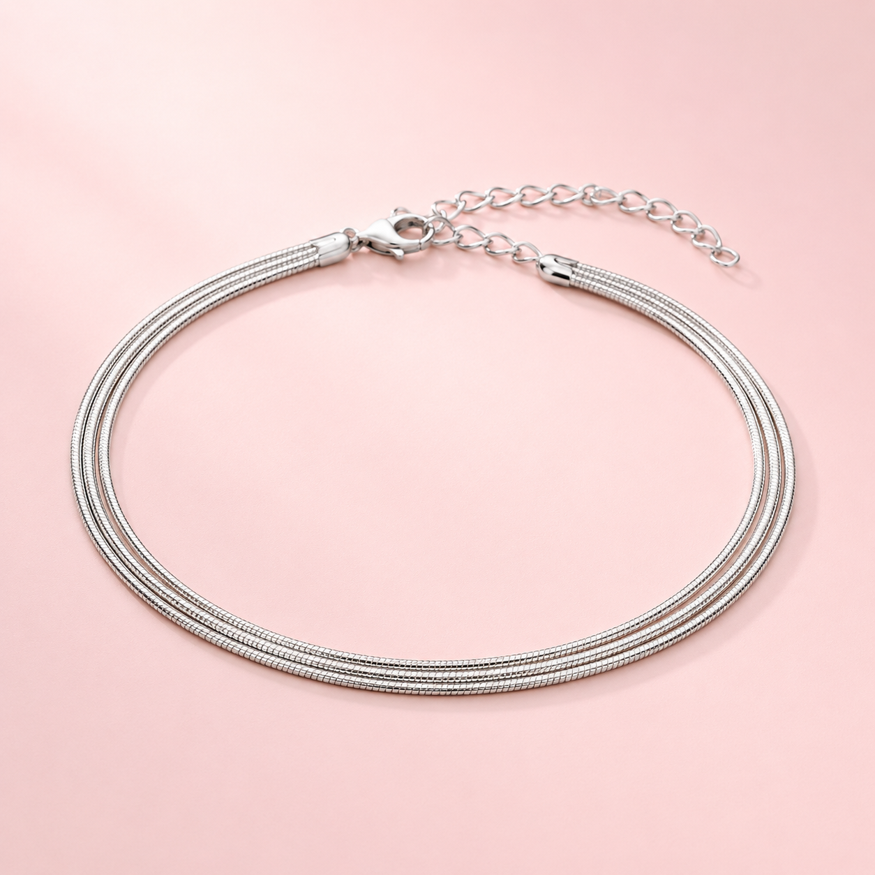 Tri-Layer Heavy Silver Anklet (Single)