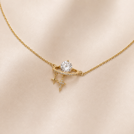 Silver Orbit Gold Necklace