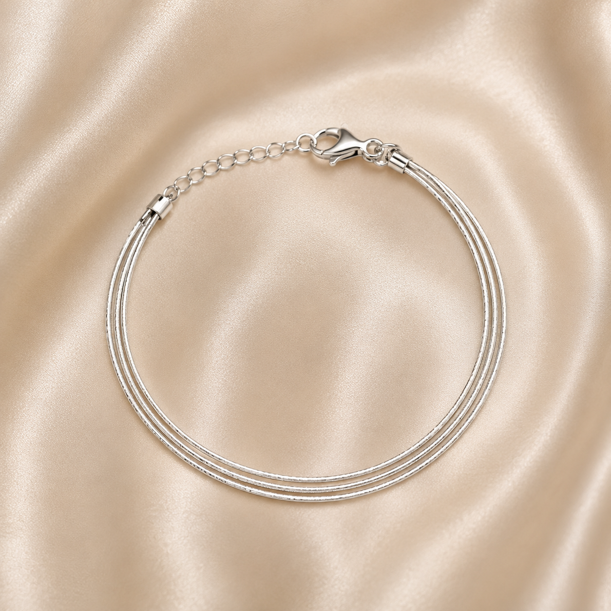 Triple Strand Snake Chain Silver Bracelet