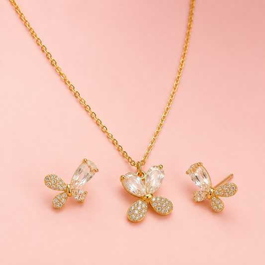 Celestial Butterfly Crystal Jewelry Set – 925 Sterling Silver