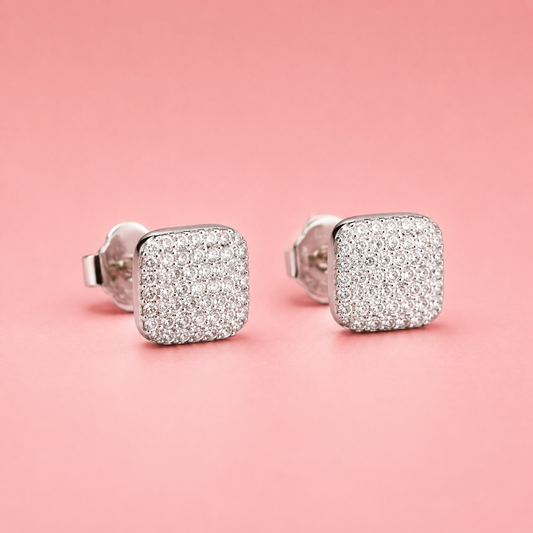 Silver Cushion Studs Pure 925 Silver
