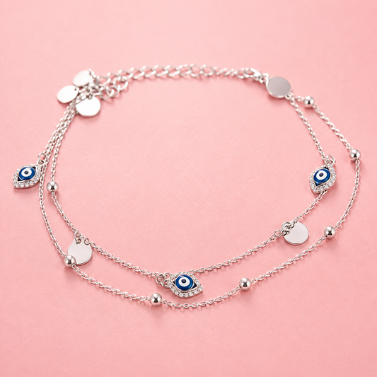 Dainty Evil Eye Charm Single Anklet