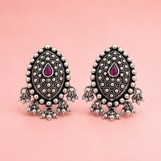 Rajwada Paisley Earrings Pure 925 Silver