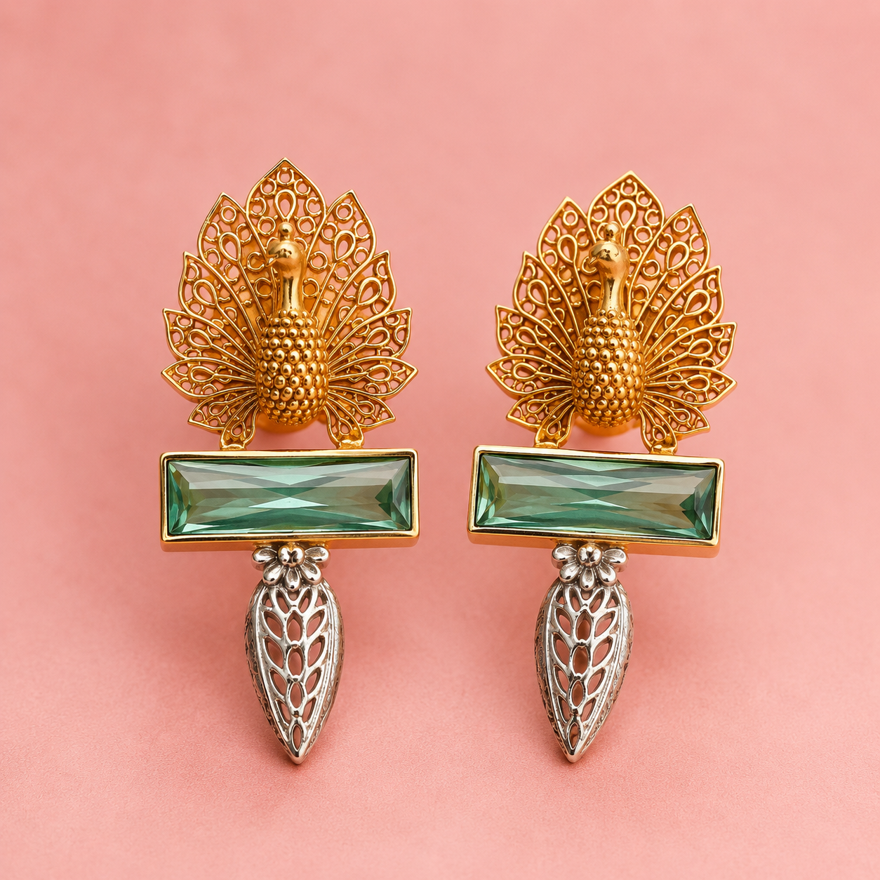 Golden Peacock Pure 925 Earring