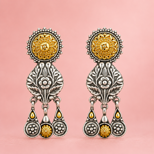 Jaipuri Heritage Two-Tone Dangler Pure 925 Earrings