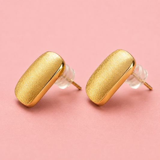 Golden Aura Stud Earrings Pure 925 Silver