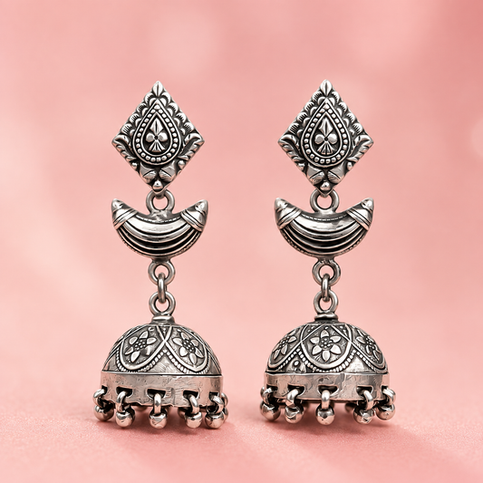 Chaand Baliya 925 Silver Earrings
