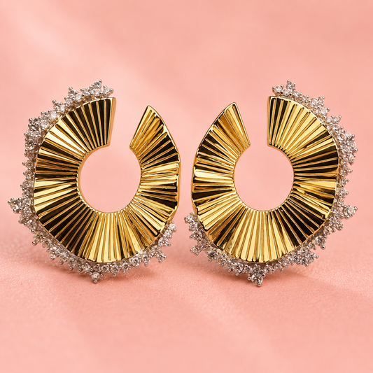 Royal Petals Gold Statement Earrings
