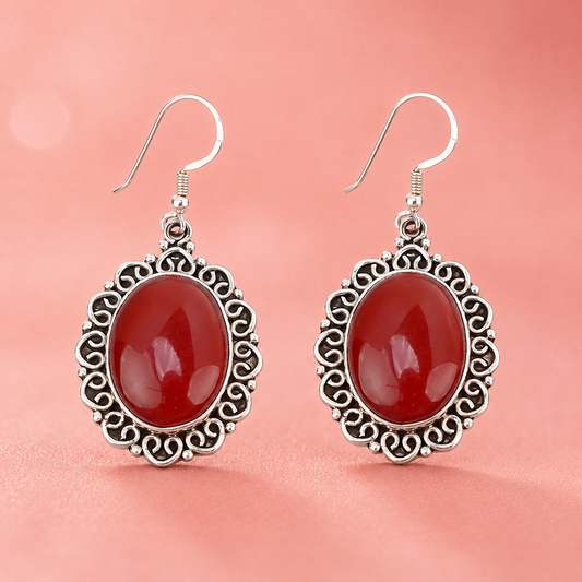 Silver Earthy Oxidised Hanging Earrings