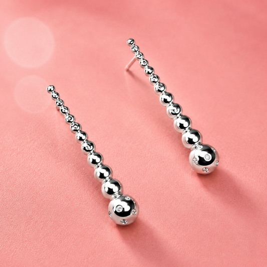 Elegant Silver Bead Drop Earrings