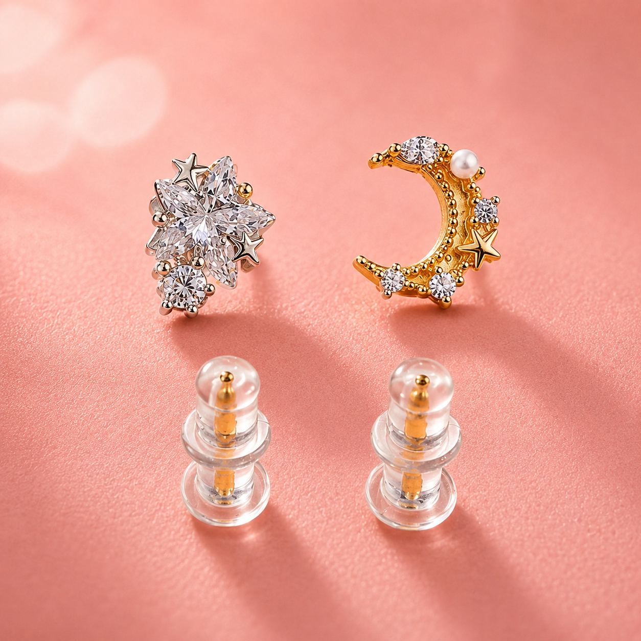 Celestial Asymmetrical Stud Earrings