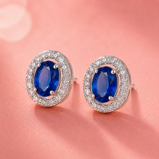 Saphire Oval Studs