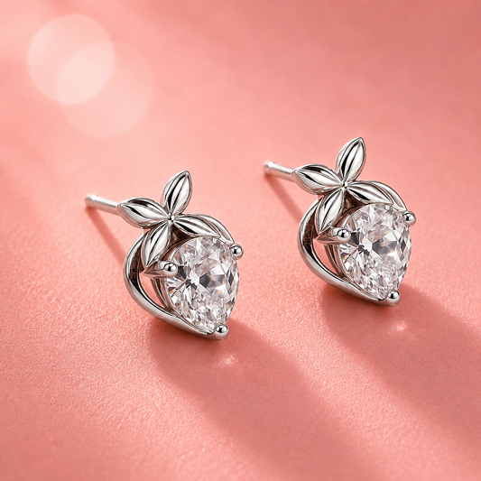 Strawberry Silver Stud Earrings