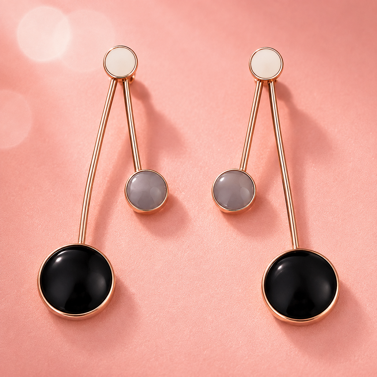 Cosmic Dot Rose Gold Danglers