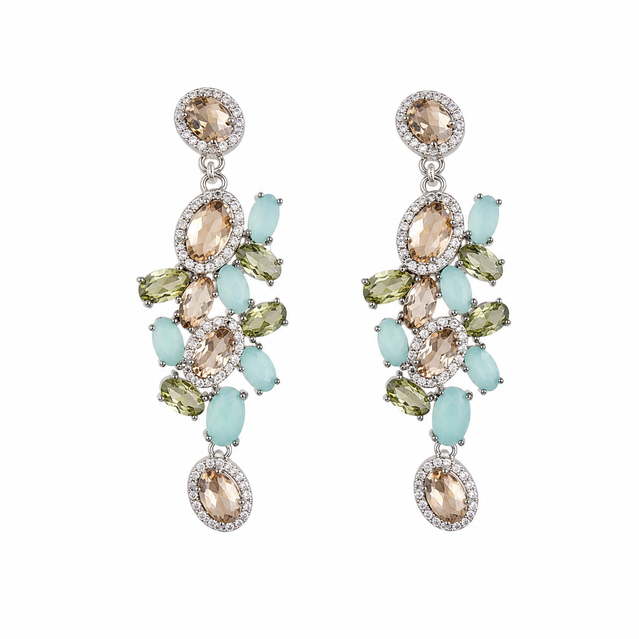 Pastel Peach Silver Drop Earring