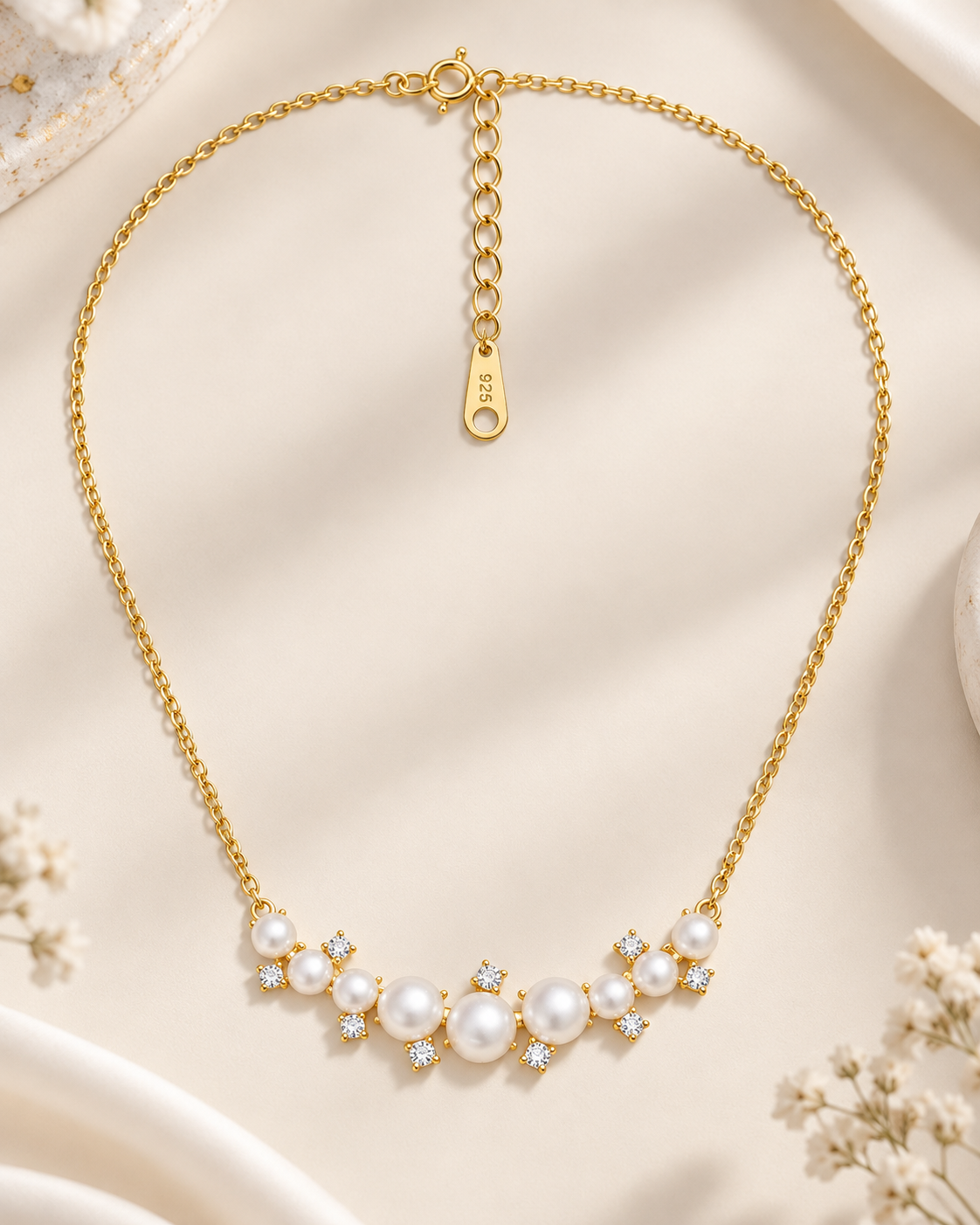 Pearl Bloom 925 Silver Necklace