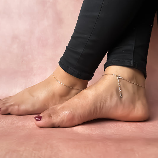 Classic Sleek Pure 925 Silver Anklet(Pair)