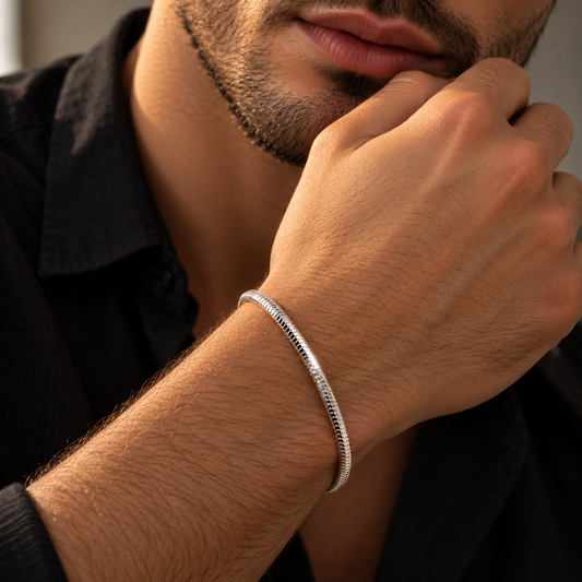 925 Silver Luxe Men Snake Bracelet Taravya