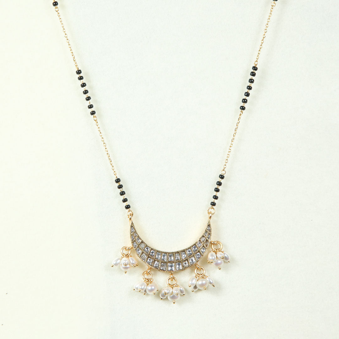 Crescent Pearl Drop Silver Mangalsutra Pure 925 Silver