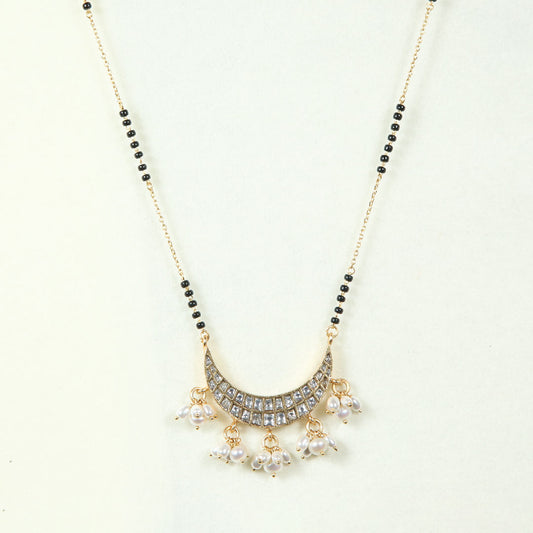 Crescent Pearl Drop Silver Mangalsutra Pure 925 Silver
