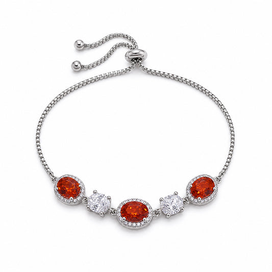 Crystal Crimson Adjustable Silver Bracelet