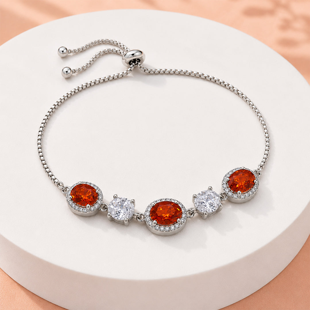 Crystal Crimson Adjustable Silver Bracelet