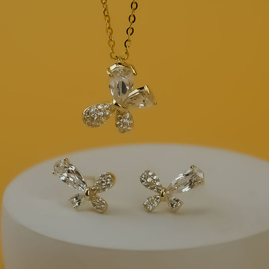 Celestial Butterfly Crystal Jewelry Set – 925 Sterling Silver