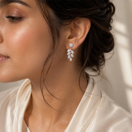 Crystal Leaf Drop Earrings