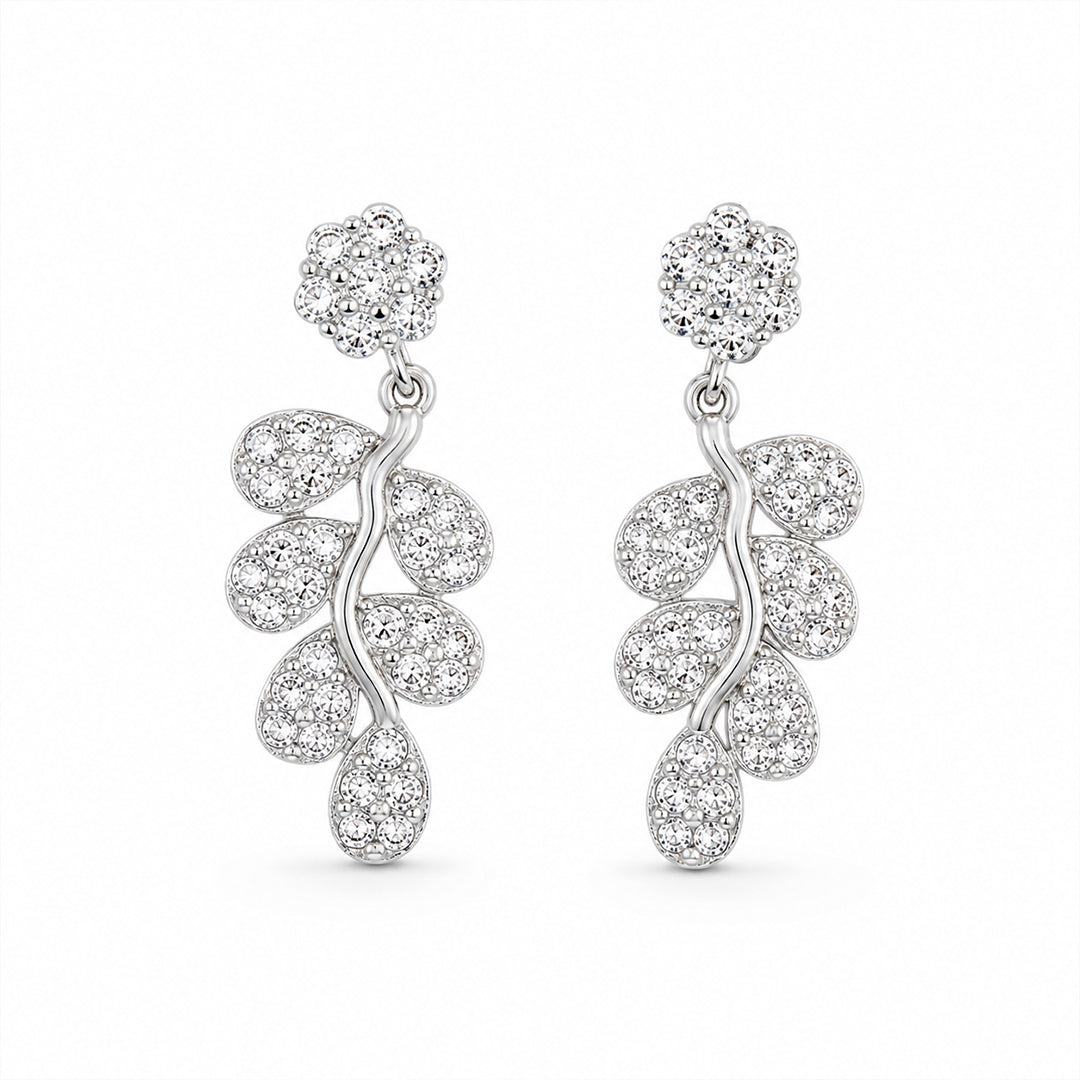 Crystal Leaf Drop Earrings