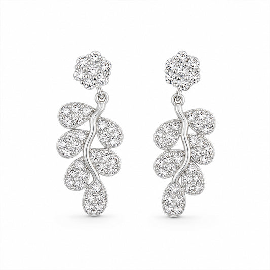 Crystal Leaf Drop Earrings