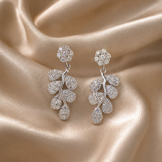 Crystal Leaf Drop Earrings