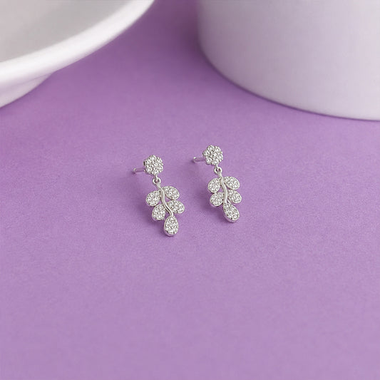 Crystal Leaf Drop Earrings