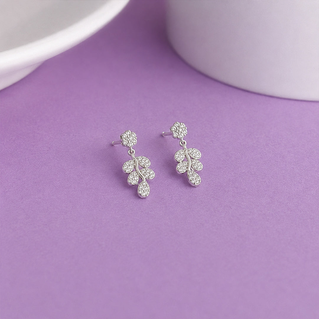Crystal Leaf Drop Earrings