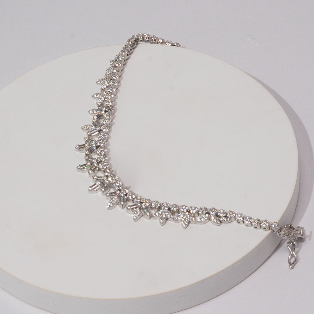 Floral Crystal Pure 925 Silver Bracelet
