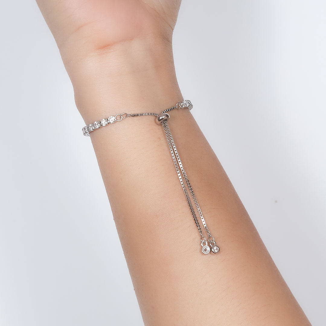 Dazzling Heart Mint Green Adjustable Bracelet Pure 925 Silver