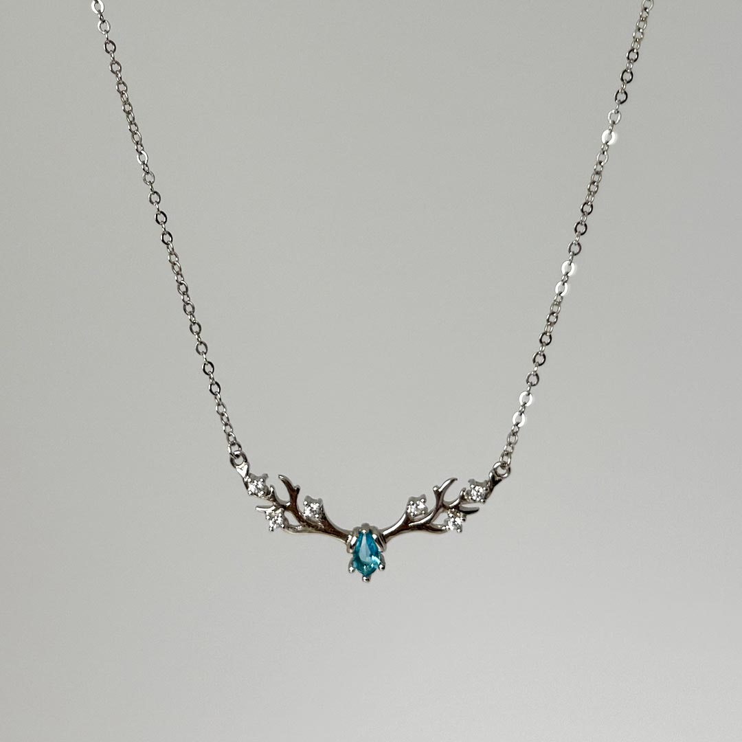 Deer Blue Stone Necklace Pure 925 Silver